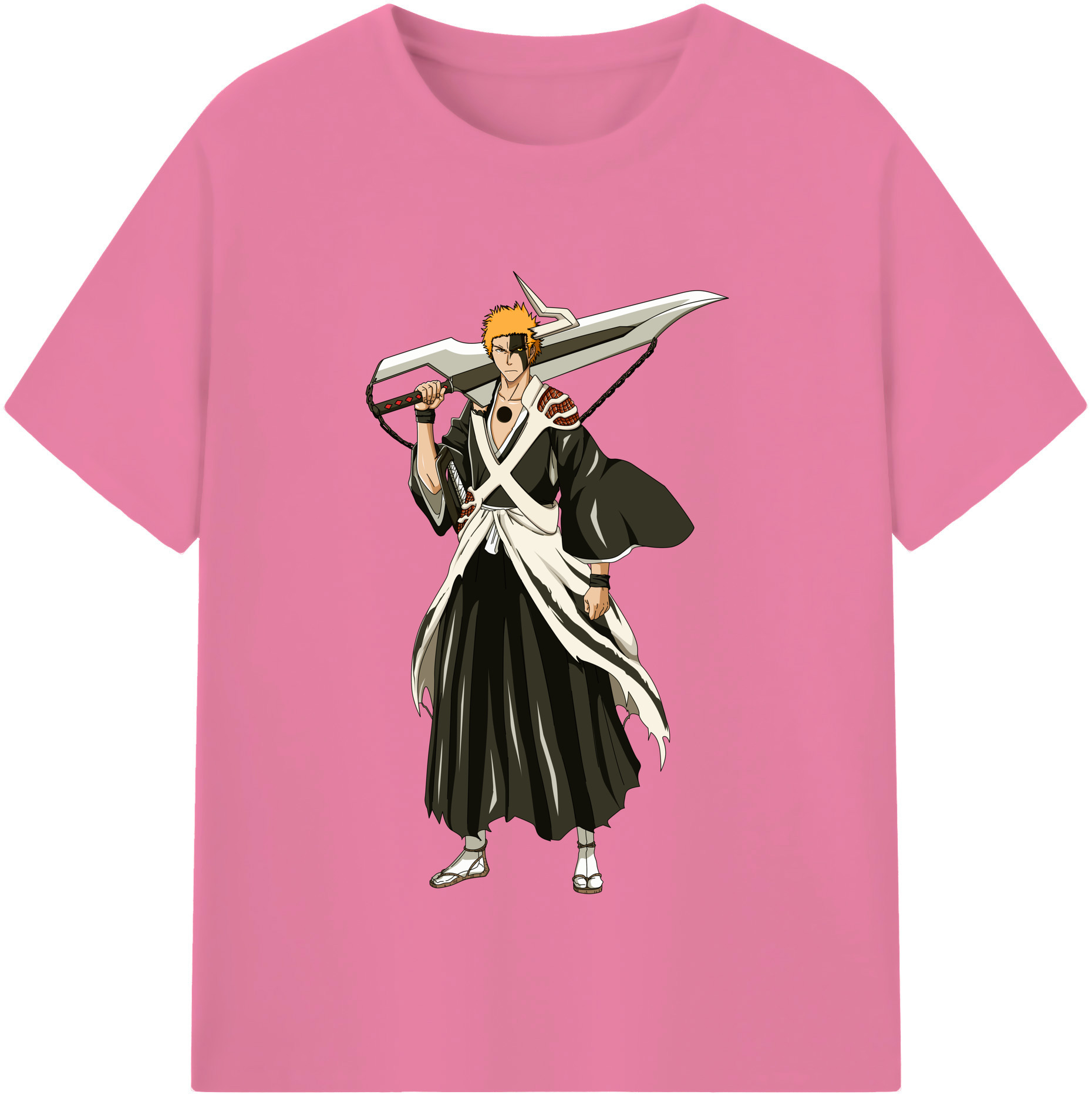 （画像用） ブリーチ 黒崎一護（くろさき いちご）BLEACH Kurosaki Ichigo 綿100％半袖Tシャツ（フロントプリント）